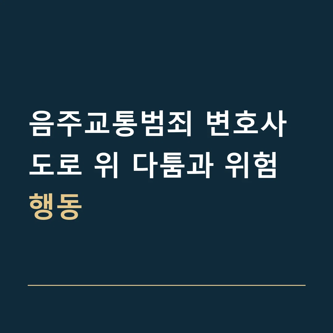 음주교통범죄 변호사 · 도로 위 다툼과 위험 행동