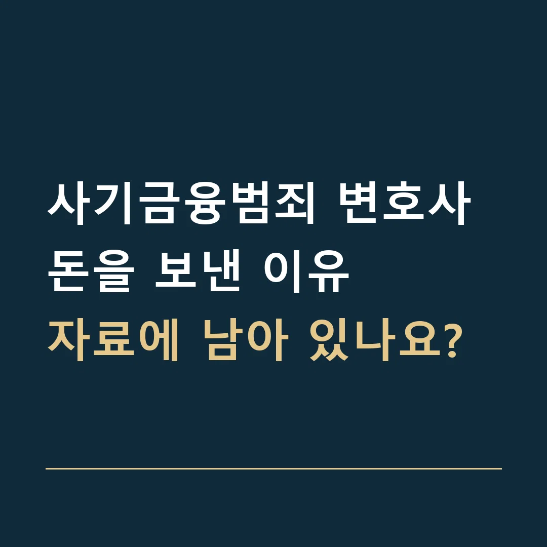 사기금융범죄 변호사 · 돈을 보낸 이유
자료에 남아 있나요?