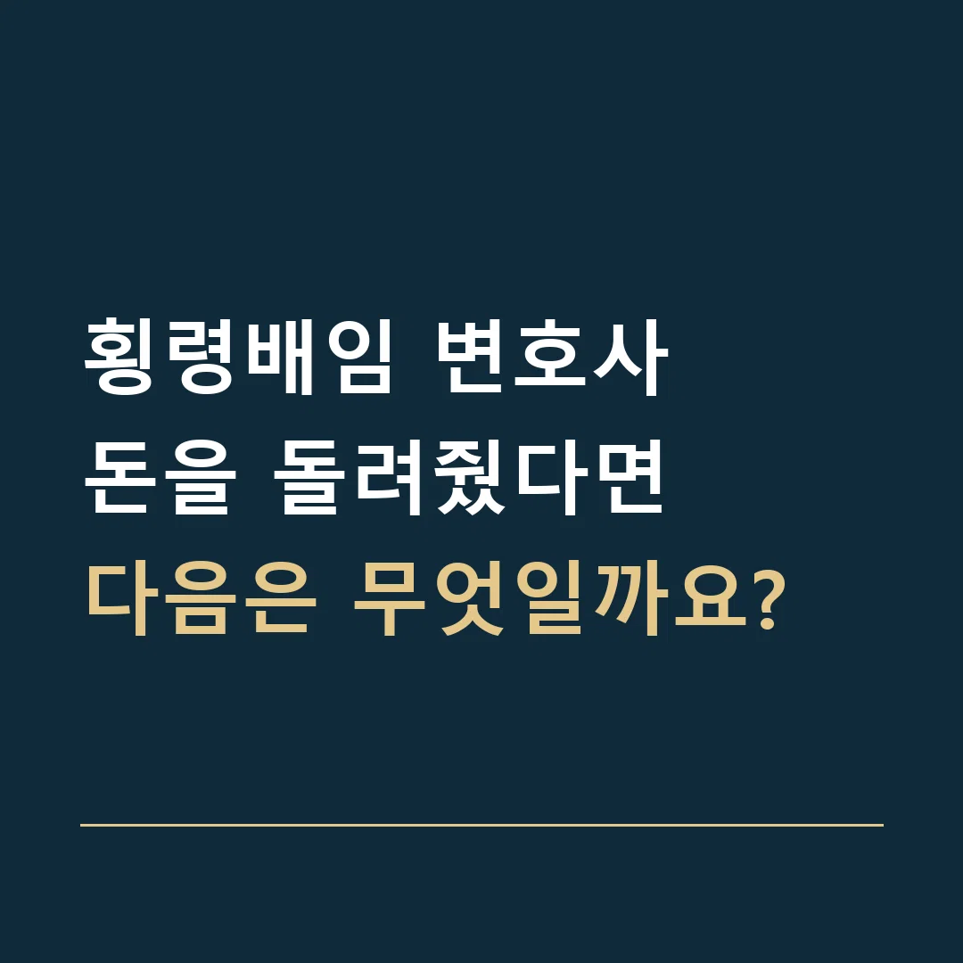 횡령배임 변호사 · 돈을 돌려줬다면
다음은 무엇일까요?