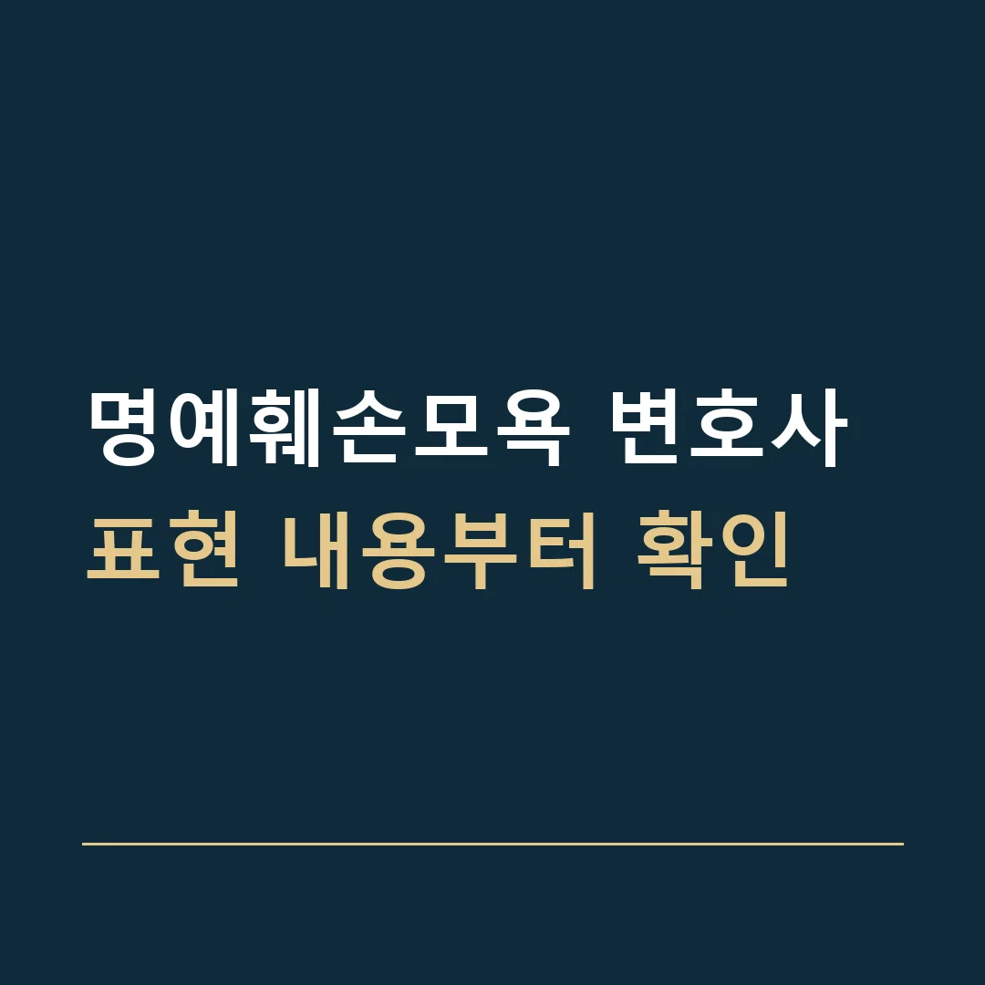 명예훼손모욕 변호사 · 표현 내용부터 확인