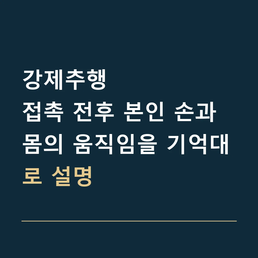 강제추행 · 접촉 전후 본인 손과 몸의 움직임을 기억대로 설명