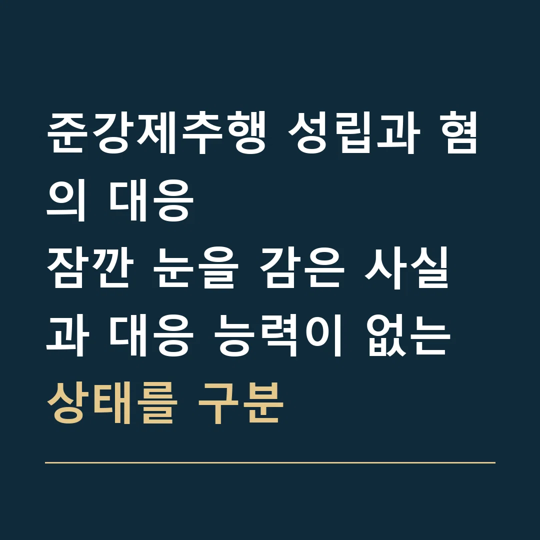 준강제추행 성립과 혐의 대응 · 잠깐 눈을 감은 사실과 대응 능력이 없는 상태를 구분
