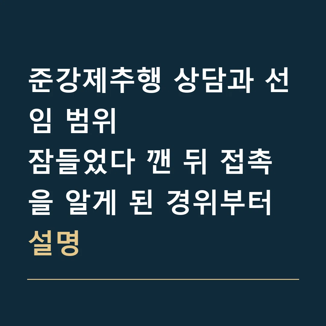 준강제추행 상담과 선임 범위 · 잠들었다 깬 뒤 접촉을 알게 된 경위부터 설명