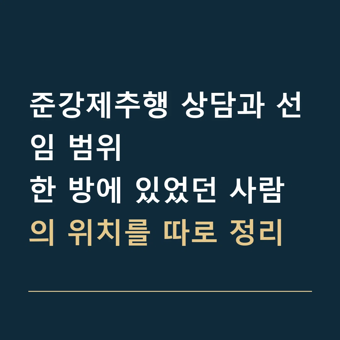 준강제추행 상담과 선임 범위 · 한 방에 있었던 사람의 위치를 따로 정리