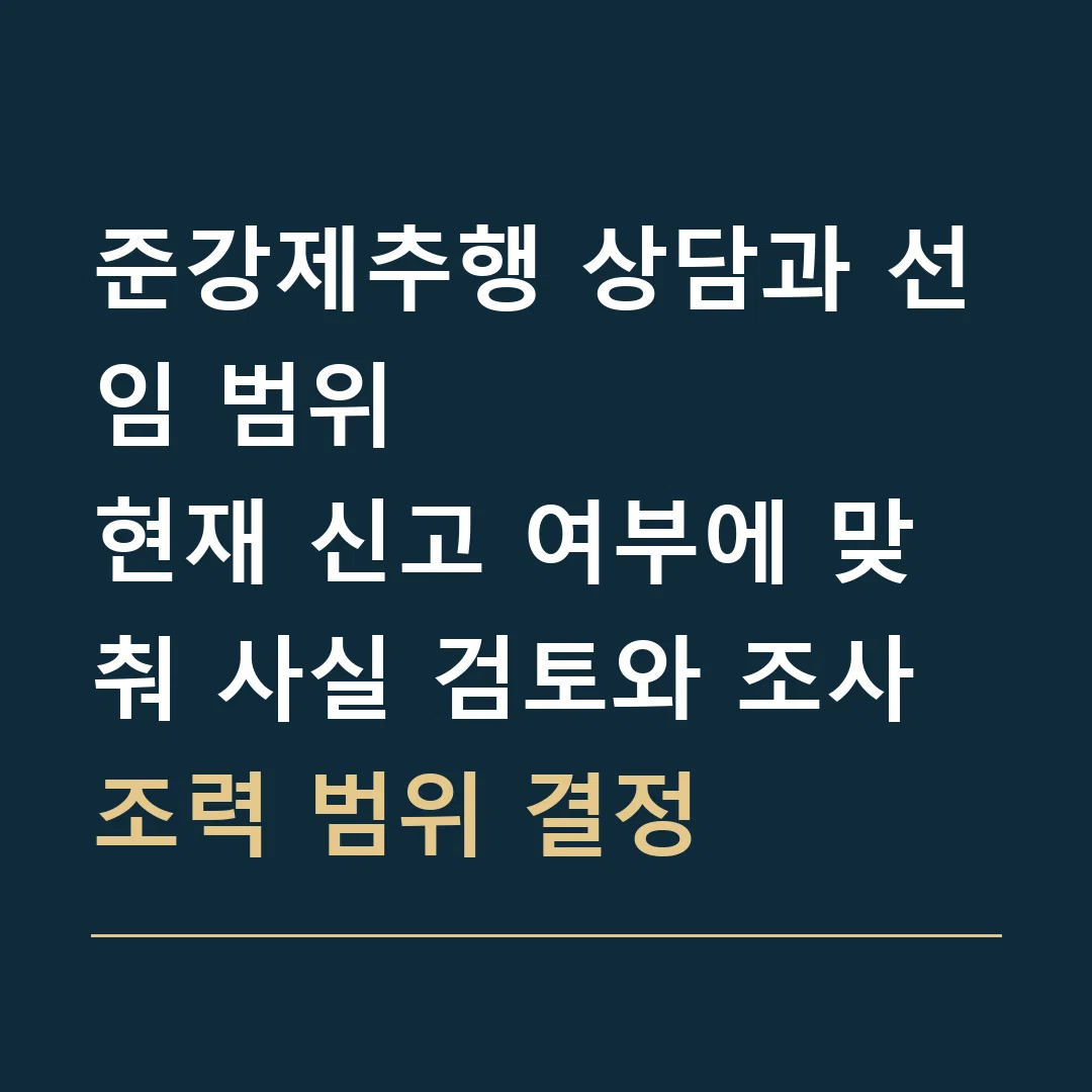 준강제추행 상담과 선임 범위 · 현재 신고 여부에 맞춰 사실 검토와 조사 조력 범위 결정