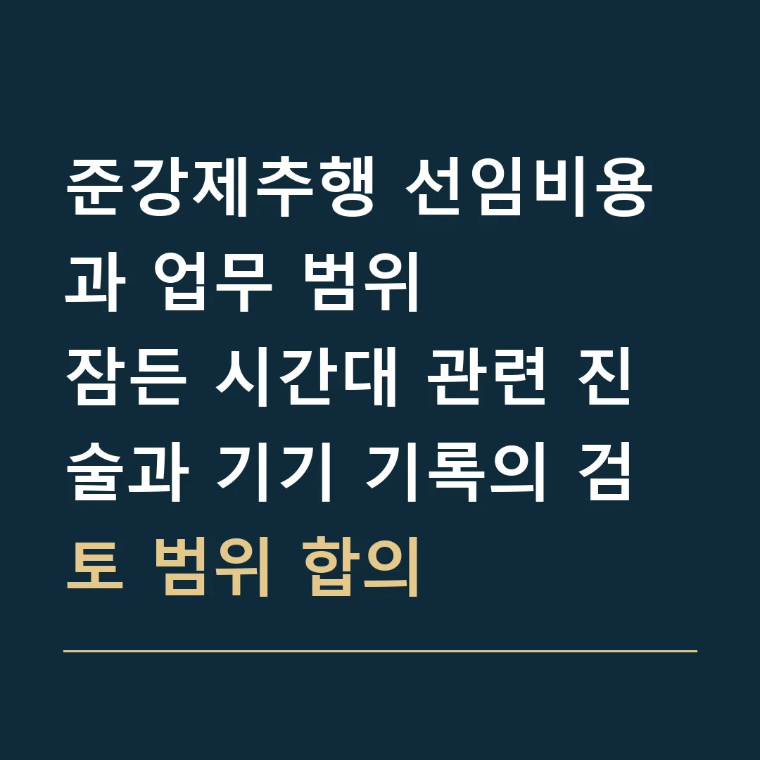 준강제추행 선임비용과 업무 범위 · 잠든 시간대 관련 진술과 기기 기록의 검토 범위 합의
