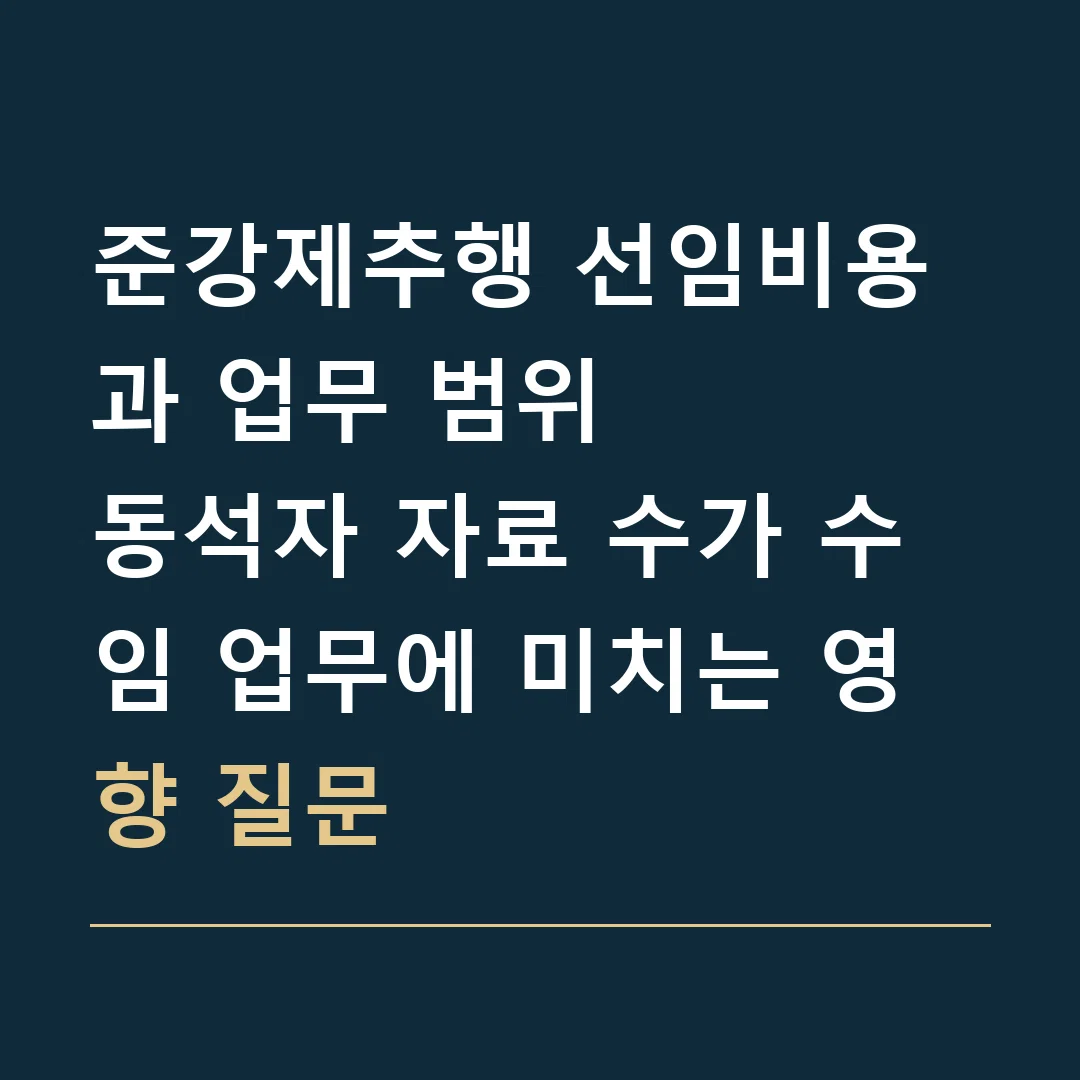 준강제추행 선임비용과 업무 범위 · 동석자 자료 수가 수임 업무에 미치는 영향 질문