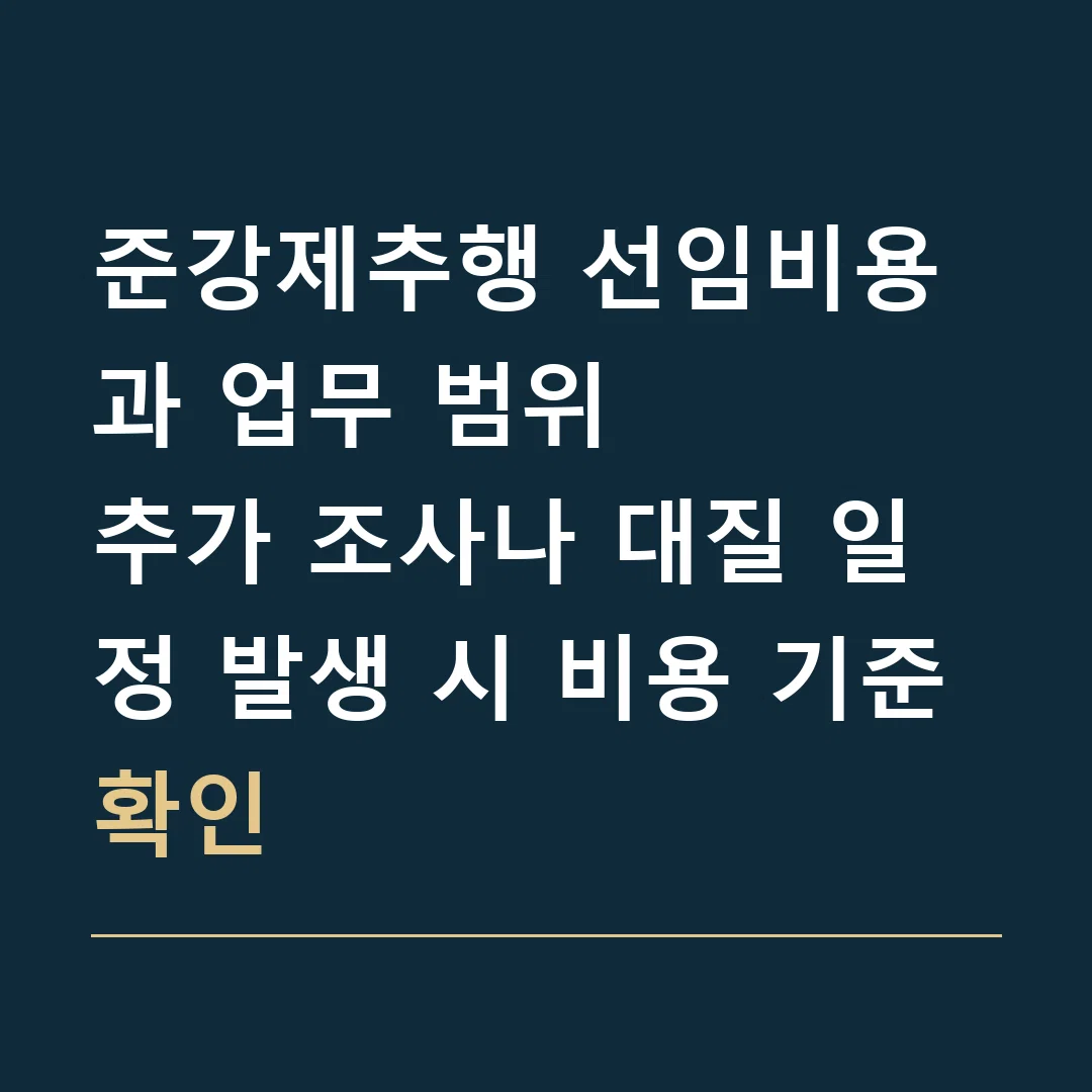 준강제추행 선임비용과 업무 범위 · 추가 조사나 대질 일정 발생 시 비용 기준 확인
