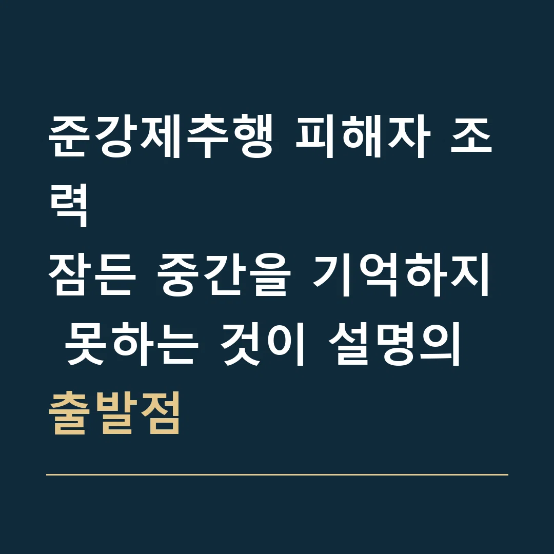 준강제추행 피해자 조력 · 잠든 중간을 기억하지 못하는 것이 설명의 출발점