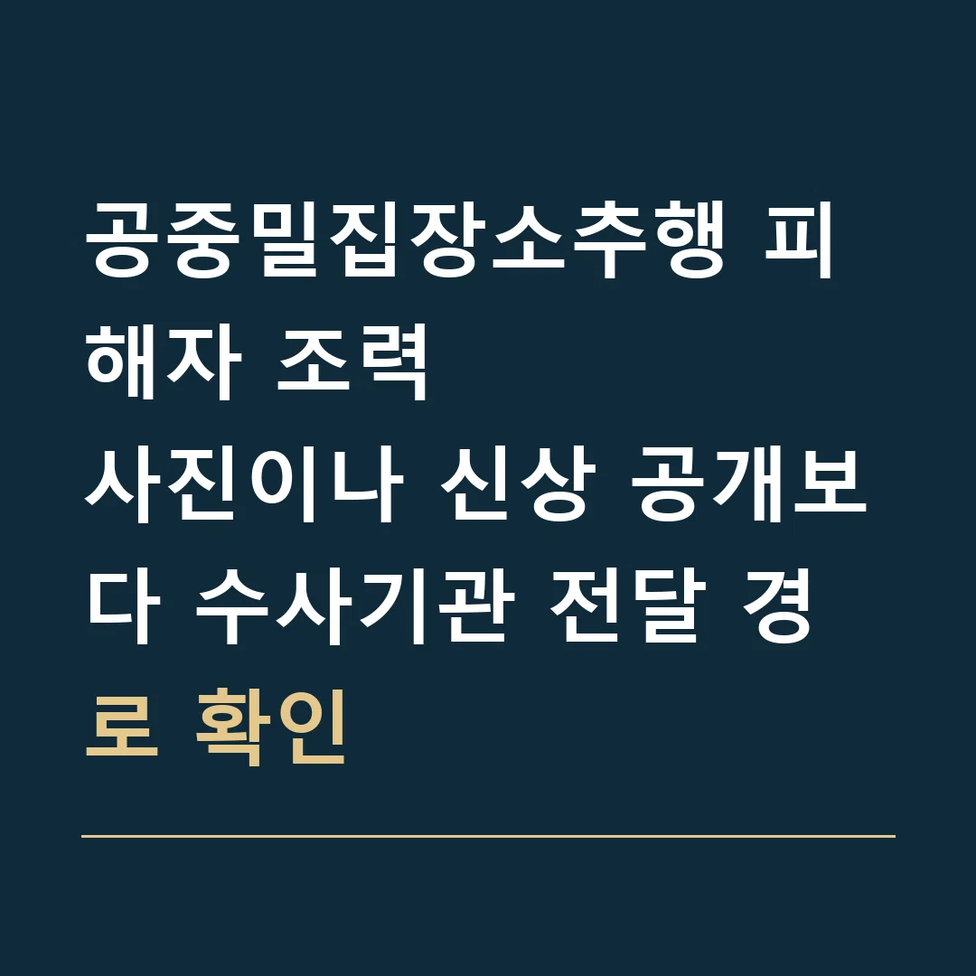 공중밀집장소추행 피해자 조력 · 사진이나 신상 공개보다 수사기관 전달 경로 확인