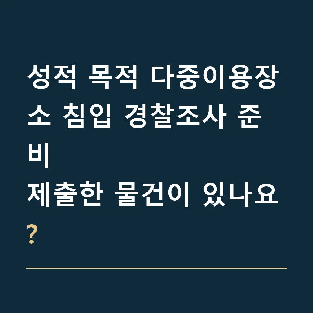 성적 목적 다중이용장소 침입 경찰조사 준비 · 제출한 물건이 있나요?