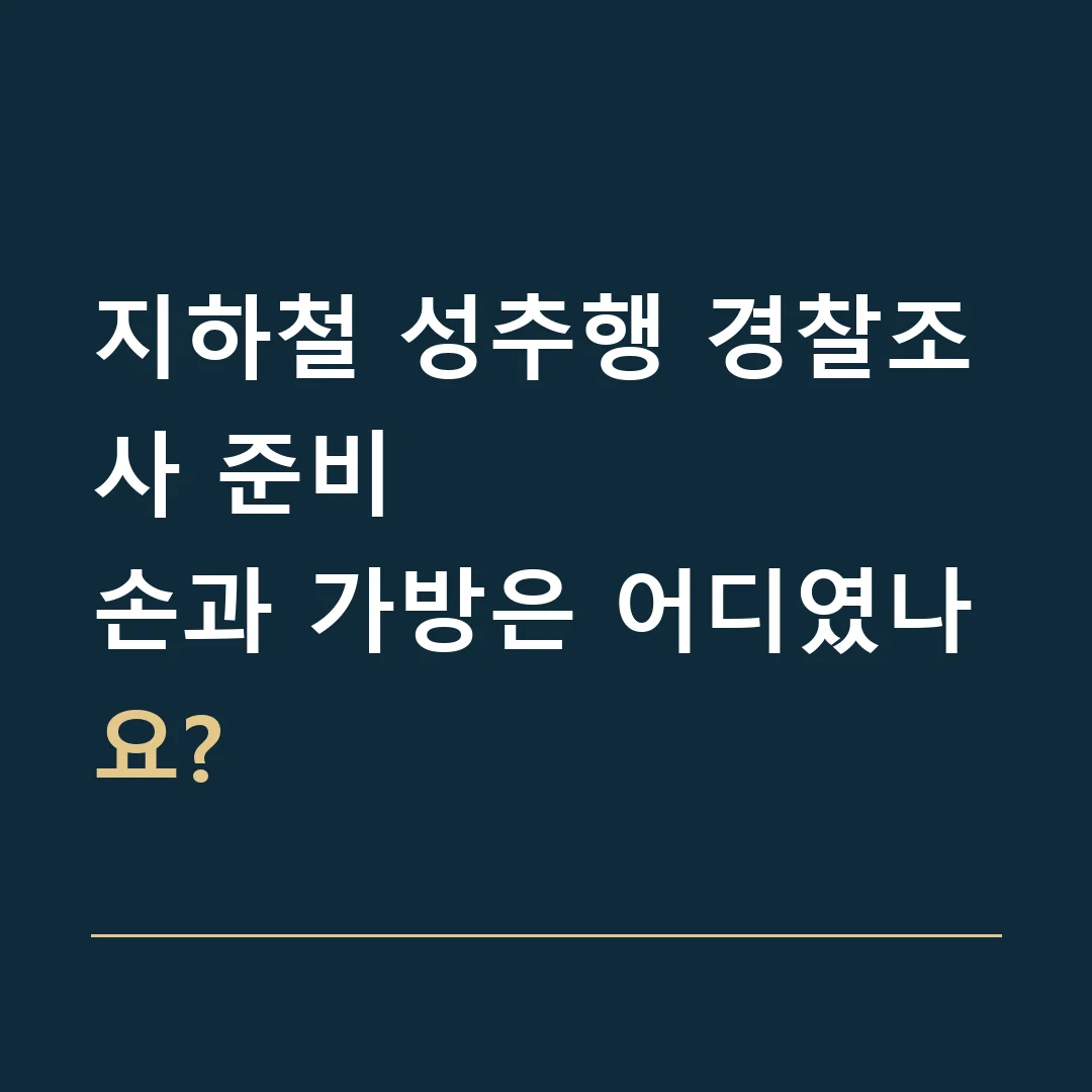 지하철 성추행 경찰조사 준비 · 손과 가방은 어디였나요?