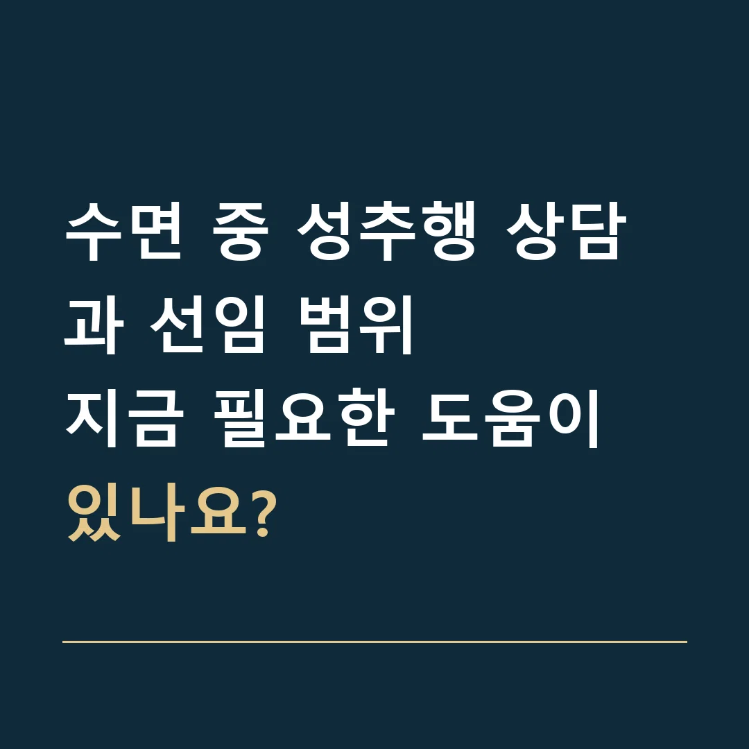 수면 중 성추행 상담과 선임 범위 · 지금 필요한 도움이 있나요?