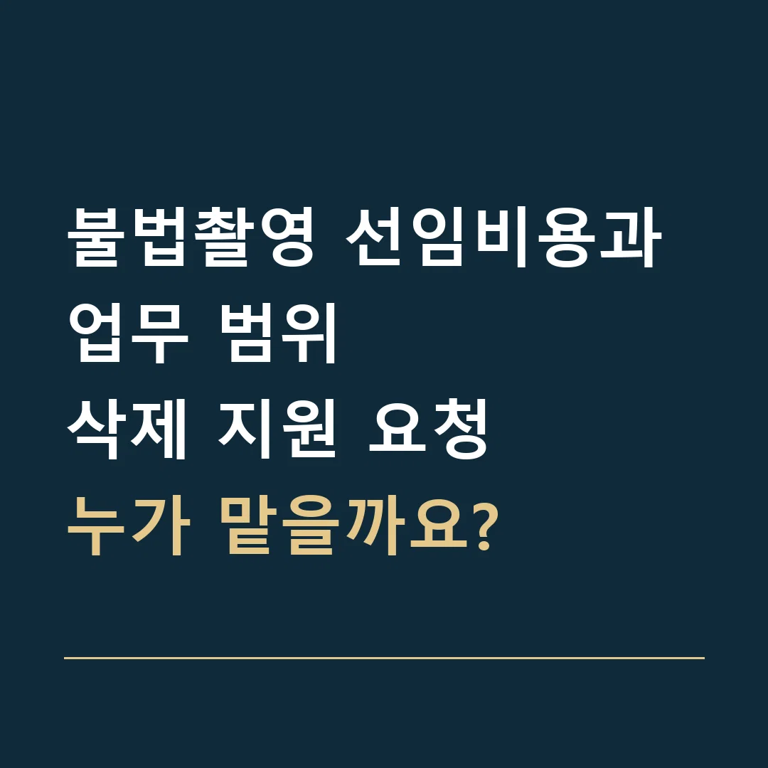 불법촬영 선임비용과 업무 범위 · 삭제 지원 요청
누가 맡을까요?