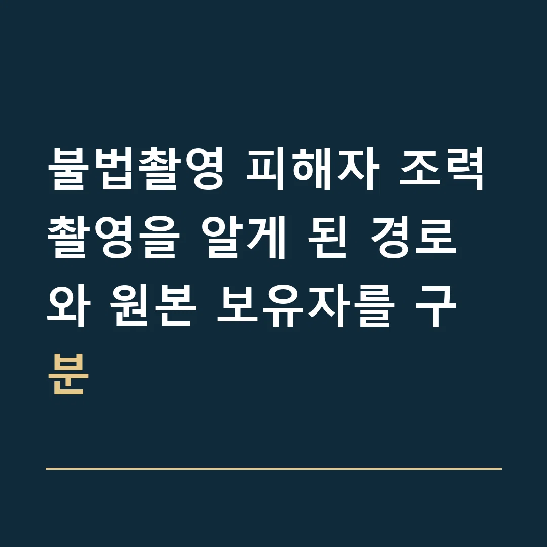 불법촬영 피해자 조력 · 촬영을 알게 된 경로와 원본 보유자를 구분