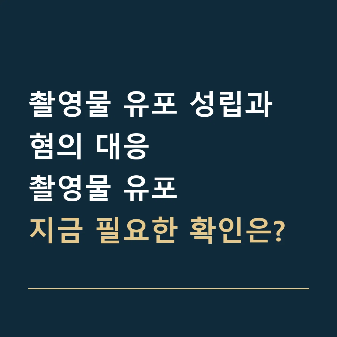 촬영물 유포 성립과 혐의 대응 · 촬영물 유포
지금 필요한 확인은?