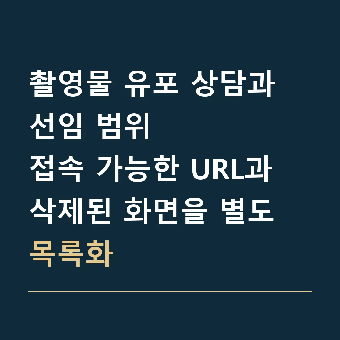 촬영물 유포 상담과 선임 범위 · 접속 가능한 URL과 삭제된 화면을 별도 목록화
