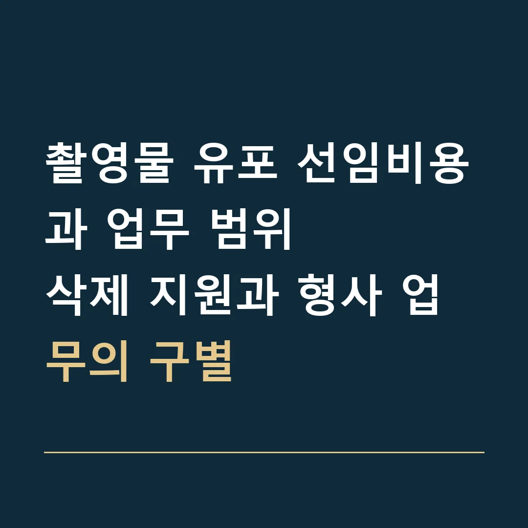 촬영물 유포 선임비용과 업무 범위 · 삭제 지원과 형사 업무의 구별
