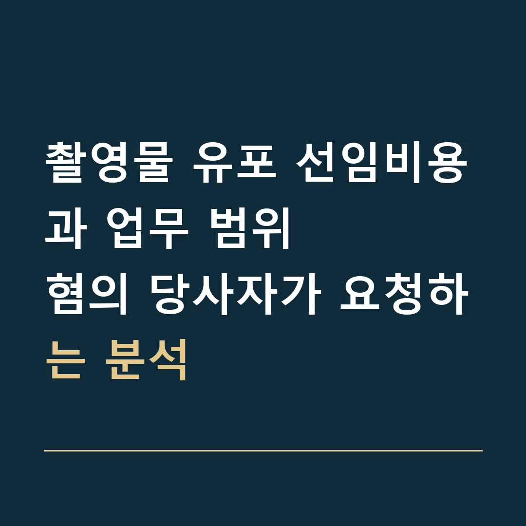 촬영물 유포 선임비용과 업무 범위 · 혐의 당사자가 요청하는 분석