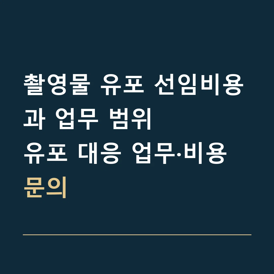 촬영물 유포 선임비용과 업무 범위 · 유포 대응 업무·비용 문의