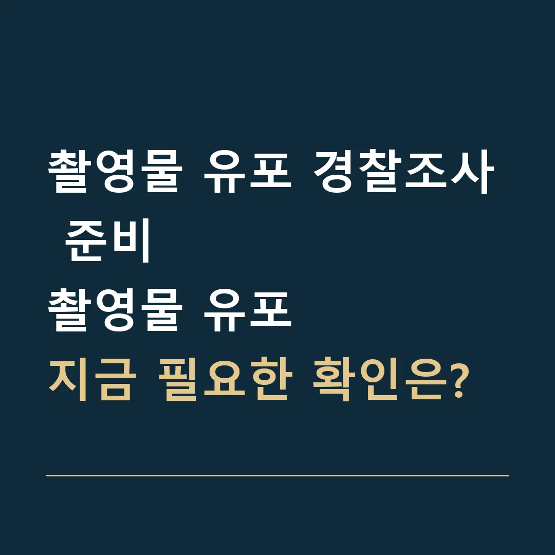 촬영물 유포 경찰조사 준비 · 촬영물 유포
지금 필요한 확인은?