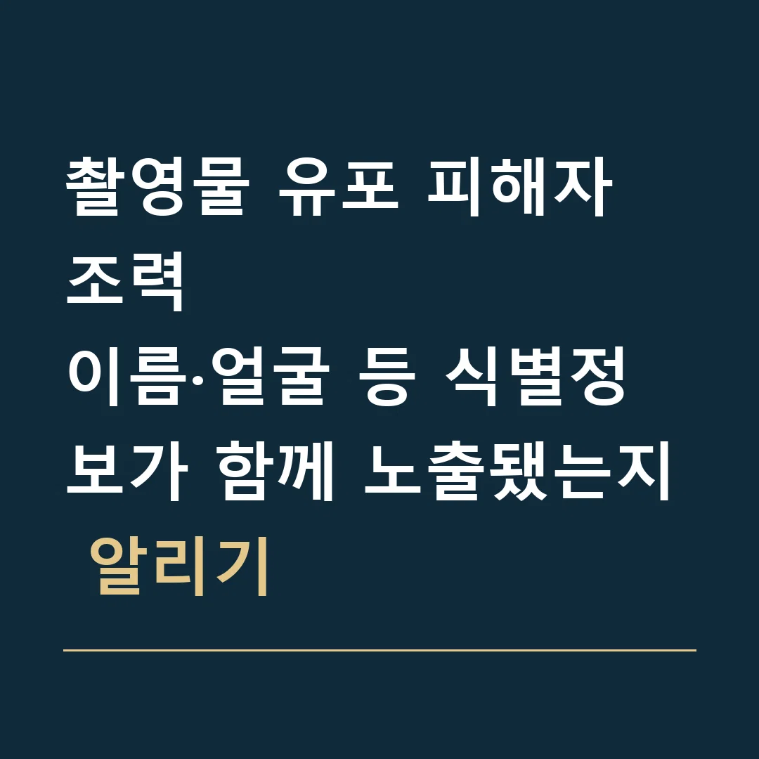 촬영물 유포 피해자 조력 · 이름·얼굴 등 식별정보가 함께 노출됐는지 알리기