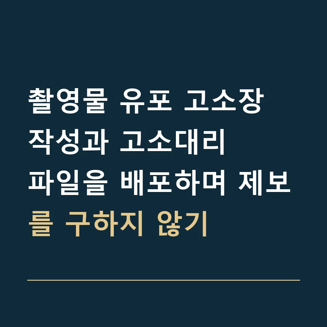 촬영물 유포 고소장 작성과 고소대리 · 파일을 배포하며 제보를 구하지 않기