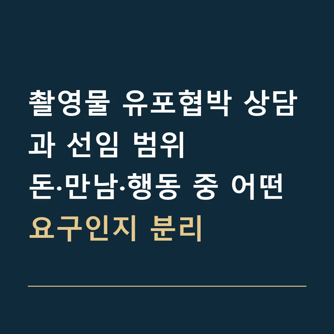 촬영물 유포협박 상담과 선임 범위 · 돈·만남·행동 중 어떤 요구인지 분리