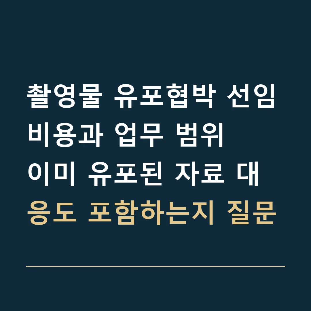 촬영물 유포협박 선임비용과 업무 범위 · 이미 유포된 자료 대응도 포함하는지 질문