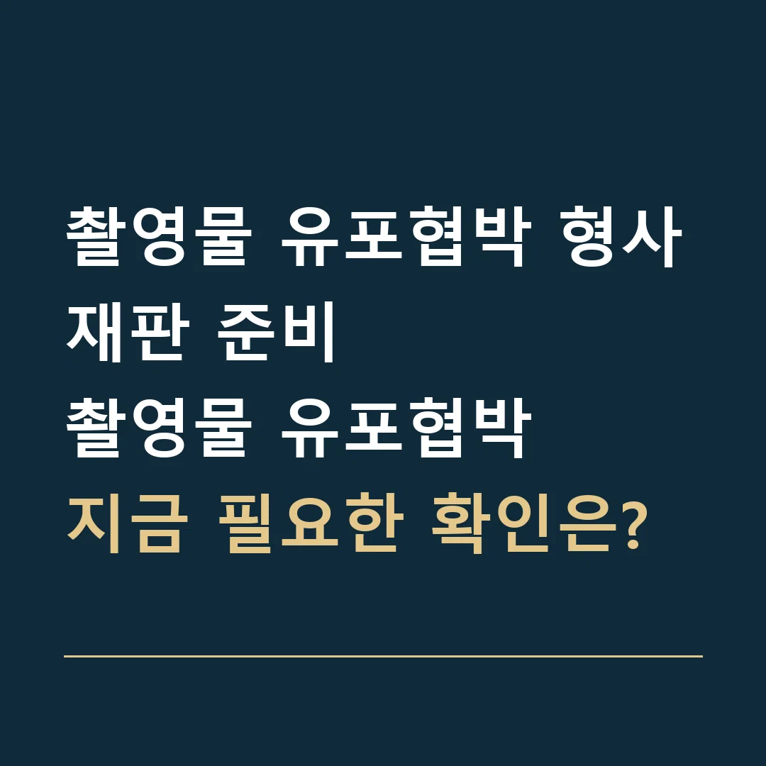촬영물 유포협박 형사재판 준비 · 촬영물 유포협박
지금 필요한 확인은?