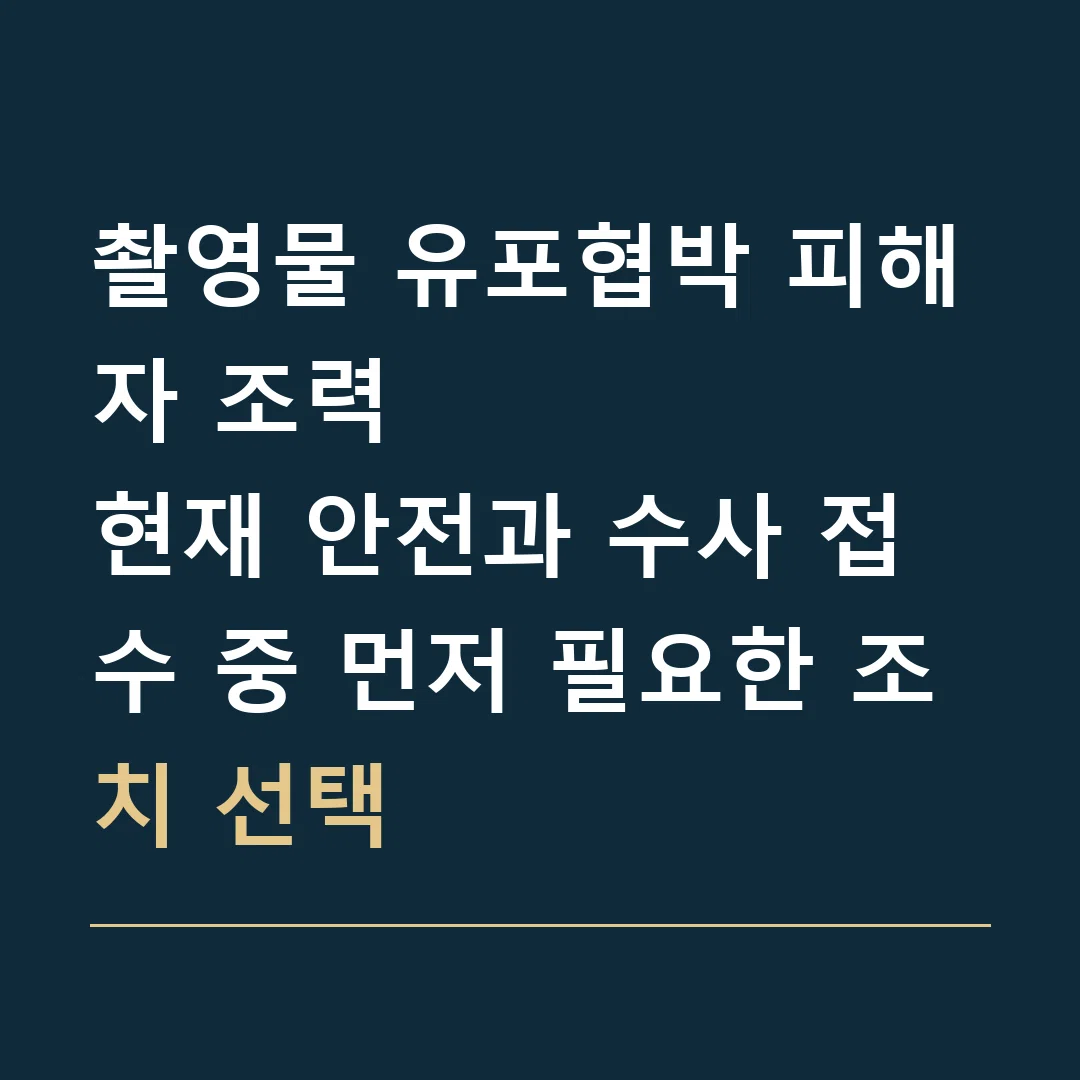촬영물 유포협박 피해자 조력 · 현재 안전과 수사 접수 중 먼저 필요한 조치 선택