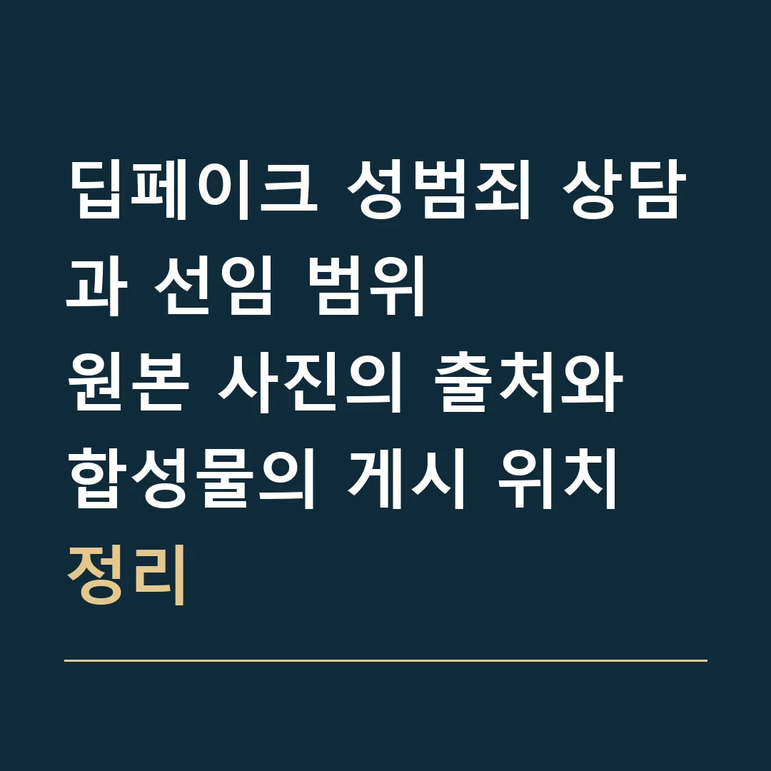딥페이크 성범죄 상담과 선임 범위 · 원본 사진의 출처와 합성물의 게시 위치 정리