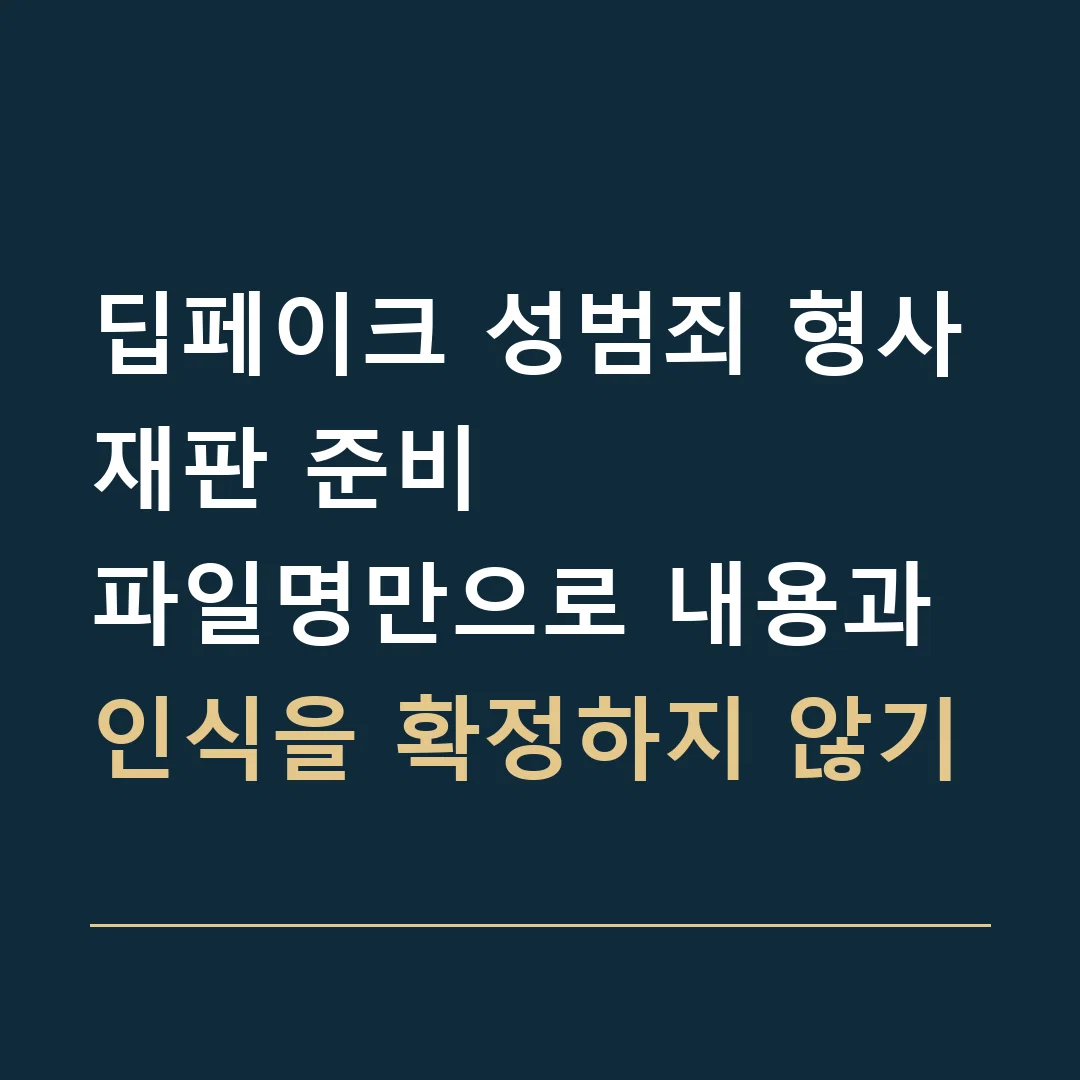 딥페이크 성범죄 형사재판 준비 · 파일명만으로 내용과 인식을 확정하지 않기