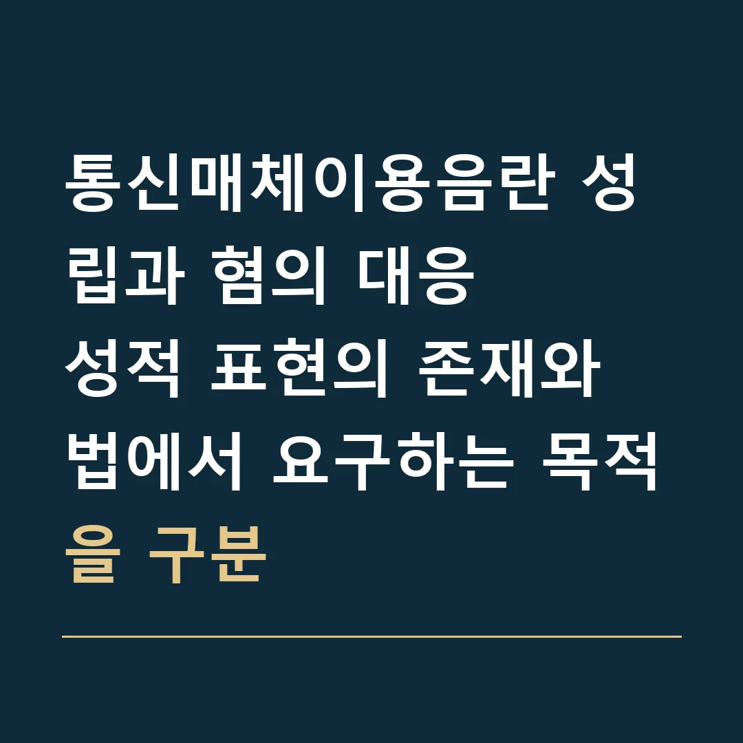통신매체이용음란 성립과 혐의 대응 · 성적 표현의 존재와 법에서 요구하는 목적을 구분