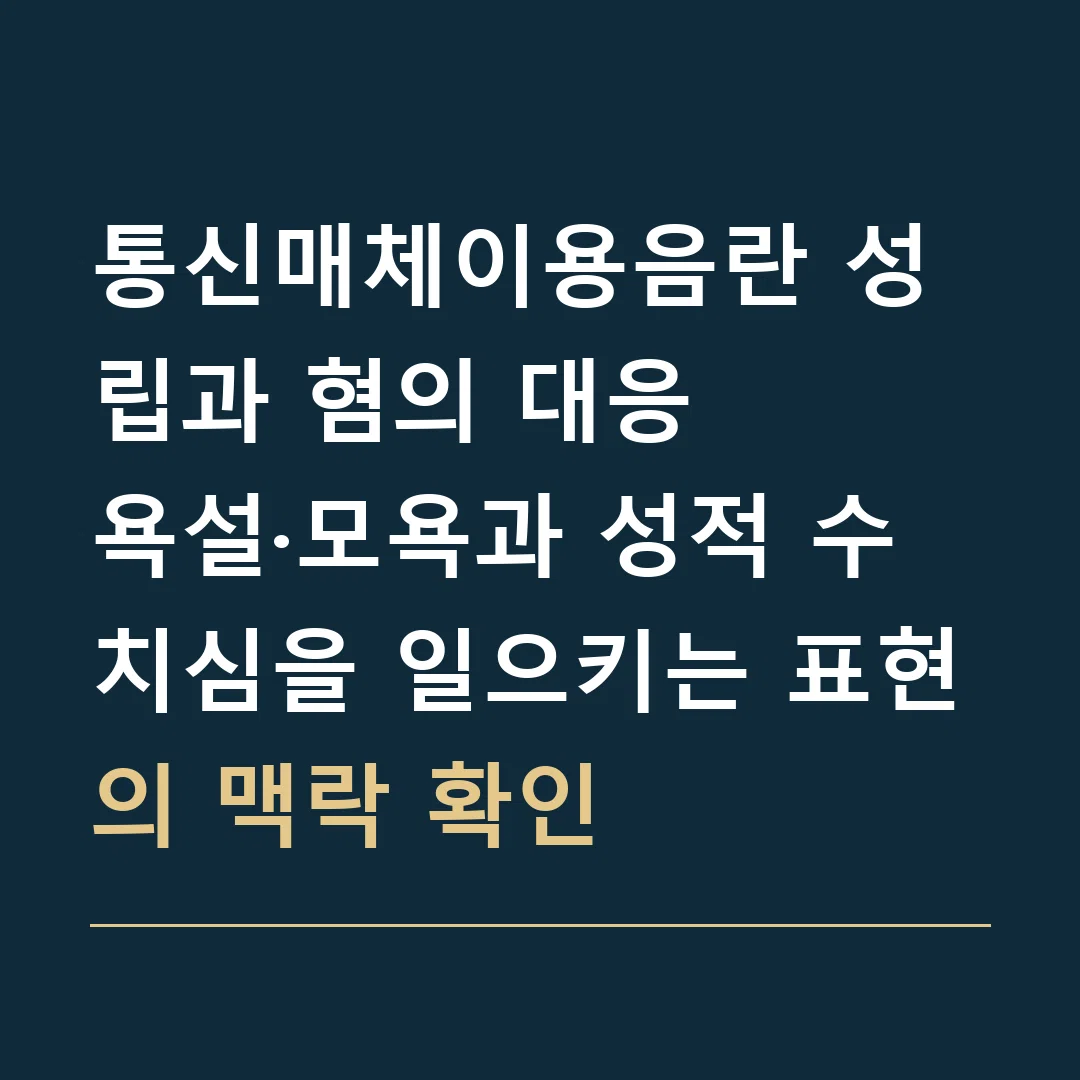 통신매체이용음란 성립과 혐의 대응 · 욕설·모욕과 성적 수치심을 일으키는 표현의 맥락 확인