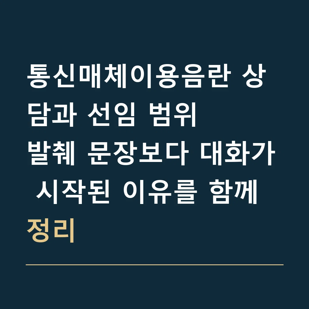 통신매체이용음란 상담과 선임 범위 · 발췌 문장보다 대화가 시작된 이유를 함께 정리