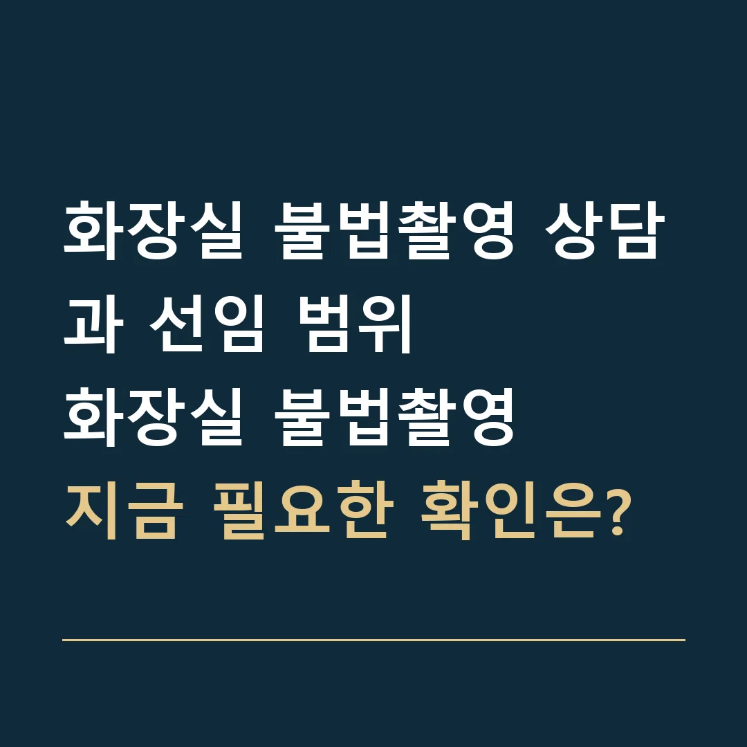 화장실 불법촬영 상담과 선임 범위 · 화장실 불법촬영
지금 필요한 확인은?