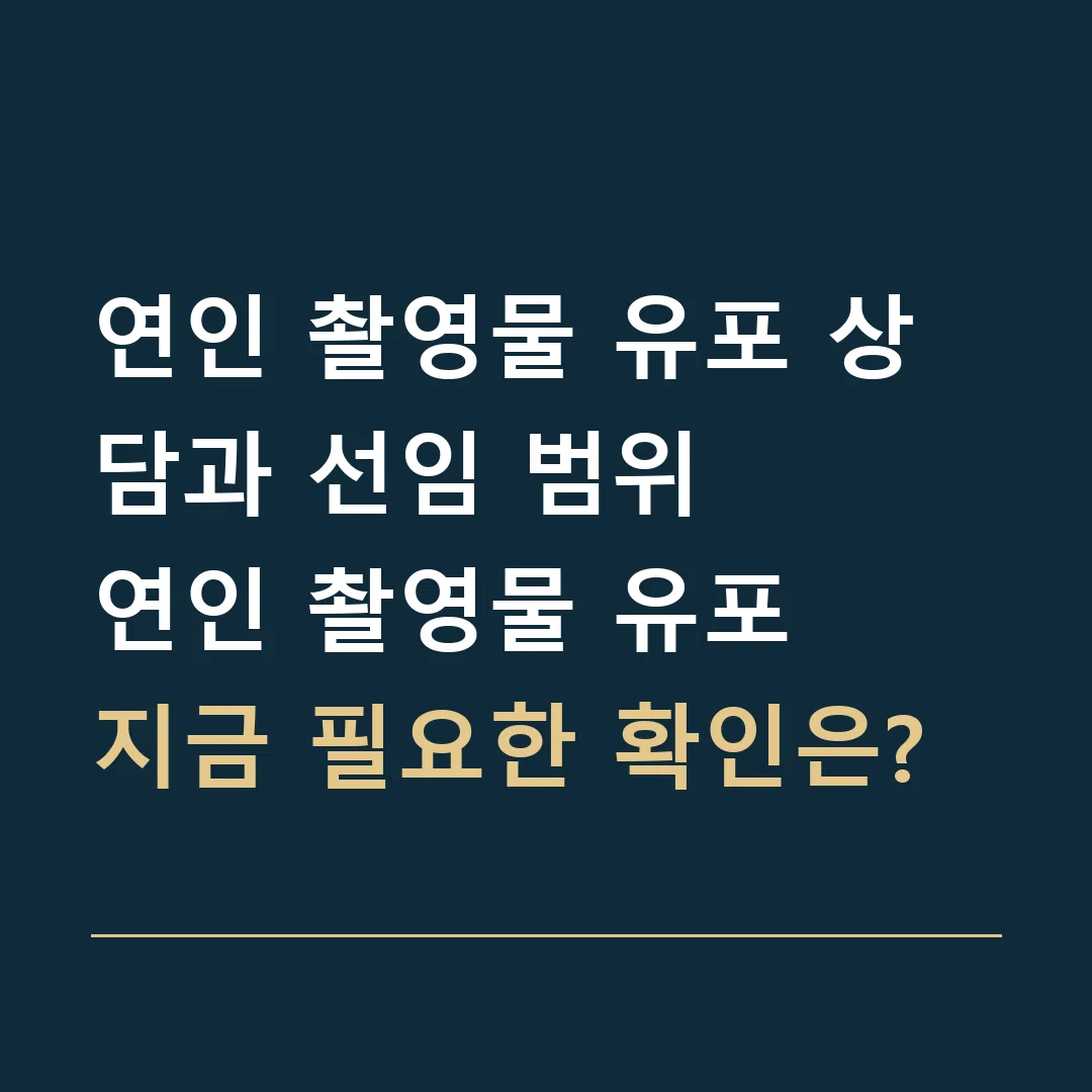 연인 촬영물 유포 상담과 선임 범위 · 연인 촬영물 유포
지금 필요한 확인은?