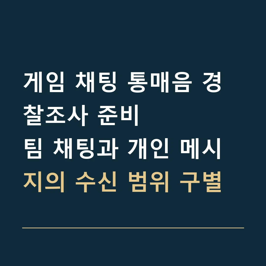 게임 채팅 통매음 경찰조사 준비 · 팀 채팅과 개인 메시지의 수신 범위 구별