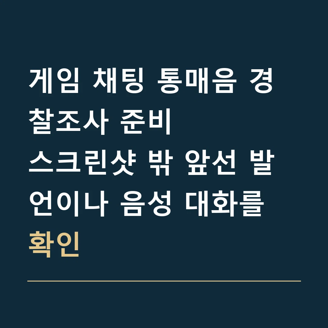 게임 채팅 통매음 경찰조사 준비 · 스크린샷 밖 앞선 발언이나 음성 대화를 확인