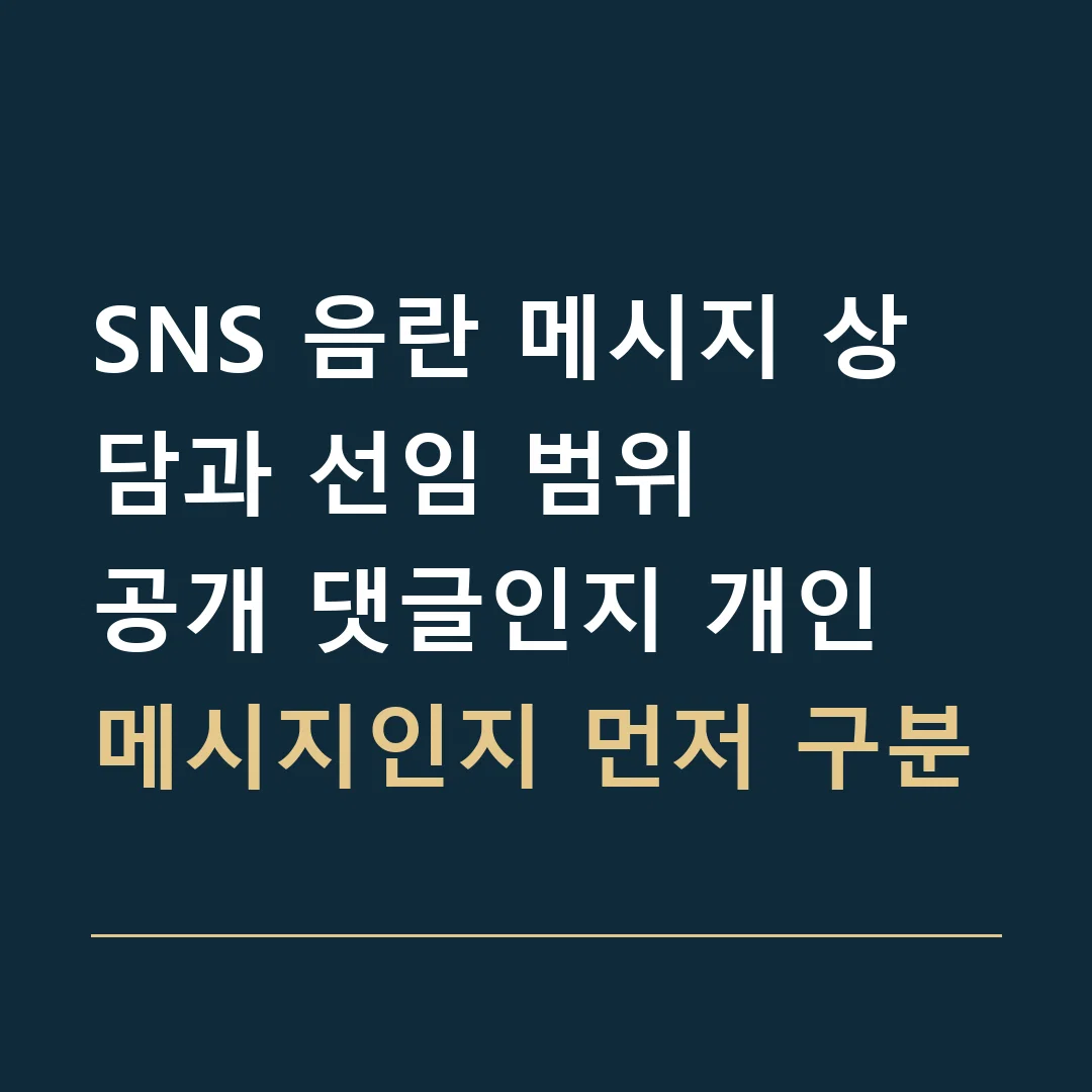 SNS 음란 메시지 상담과 선임 범위 · 공개 댓글인지 개인 메시지인지 먼저 구분