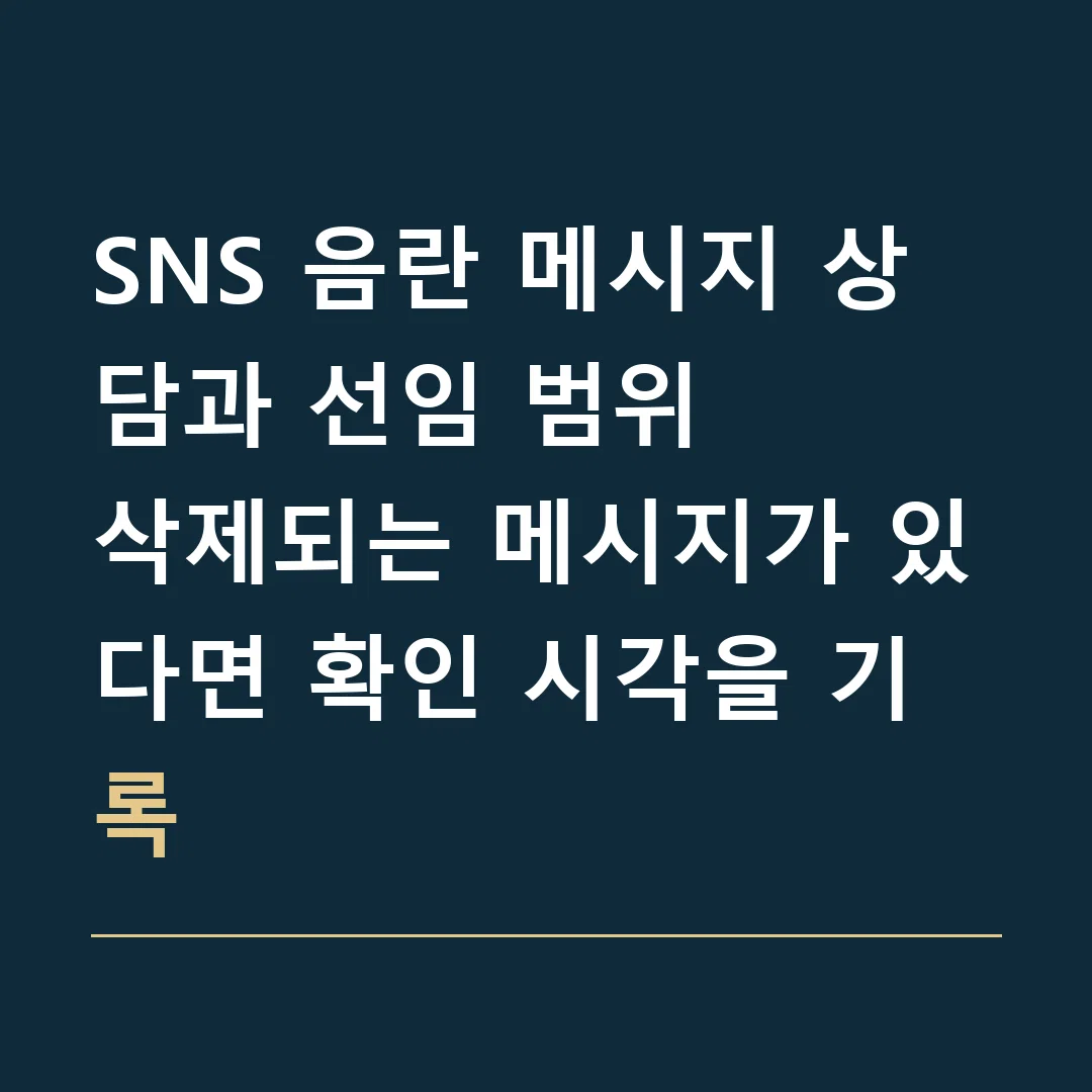 SNS 음란 메시지 상담과 선임 범위 · 삭제되는 메시지가 있다면 확인 시각을 기록