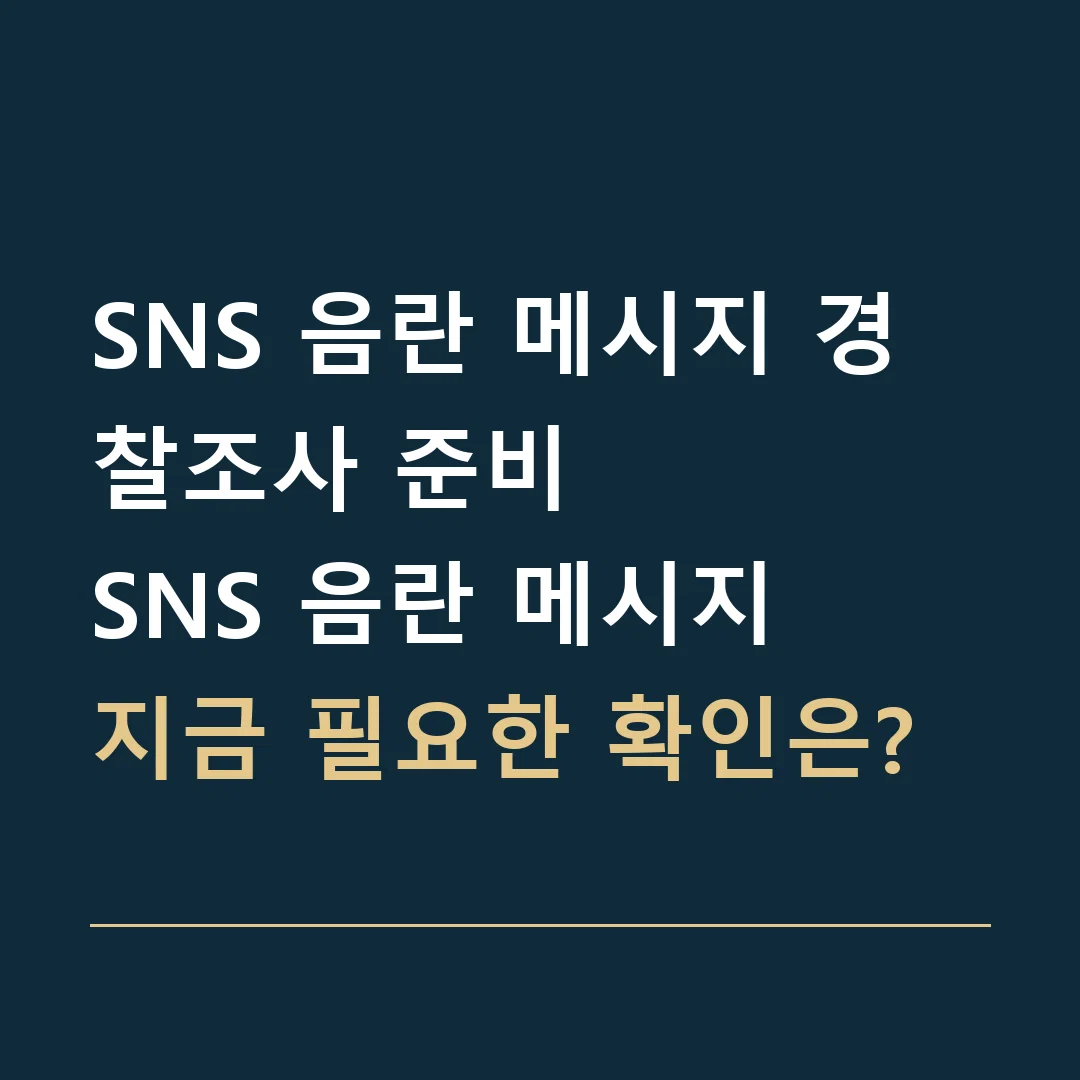 SNS 음란 메시지 경찰조사 준비 · SNS 음란 메시지
지금 필요한 확인은?