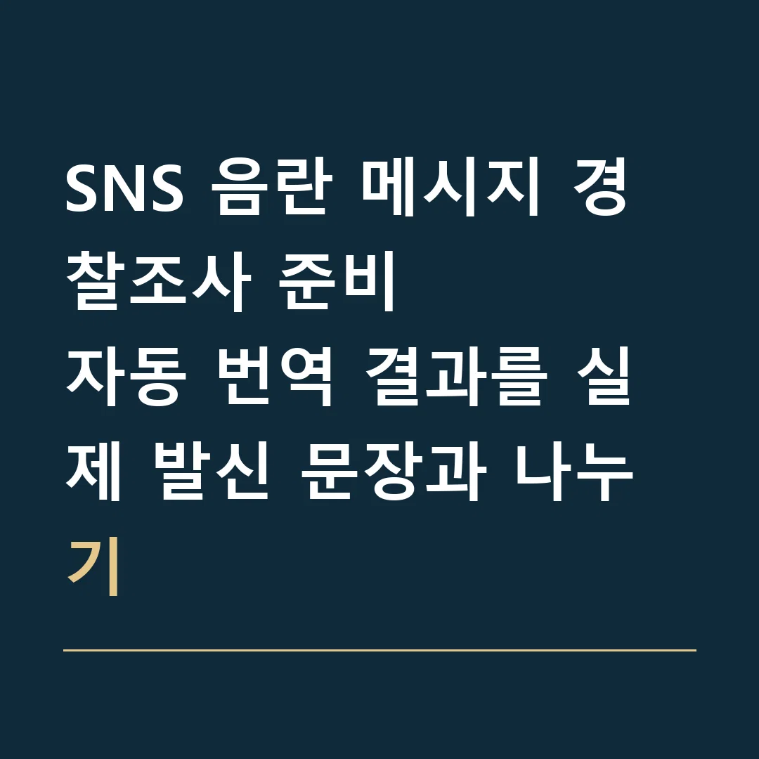 SNS 음란 메시지 경찰조사 준비 · 자동 번역 결과를 실제 발신 문장과 나누기