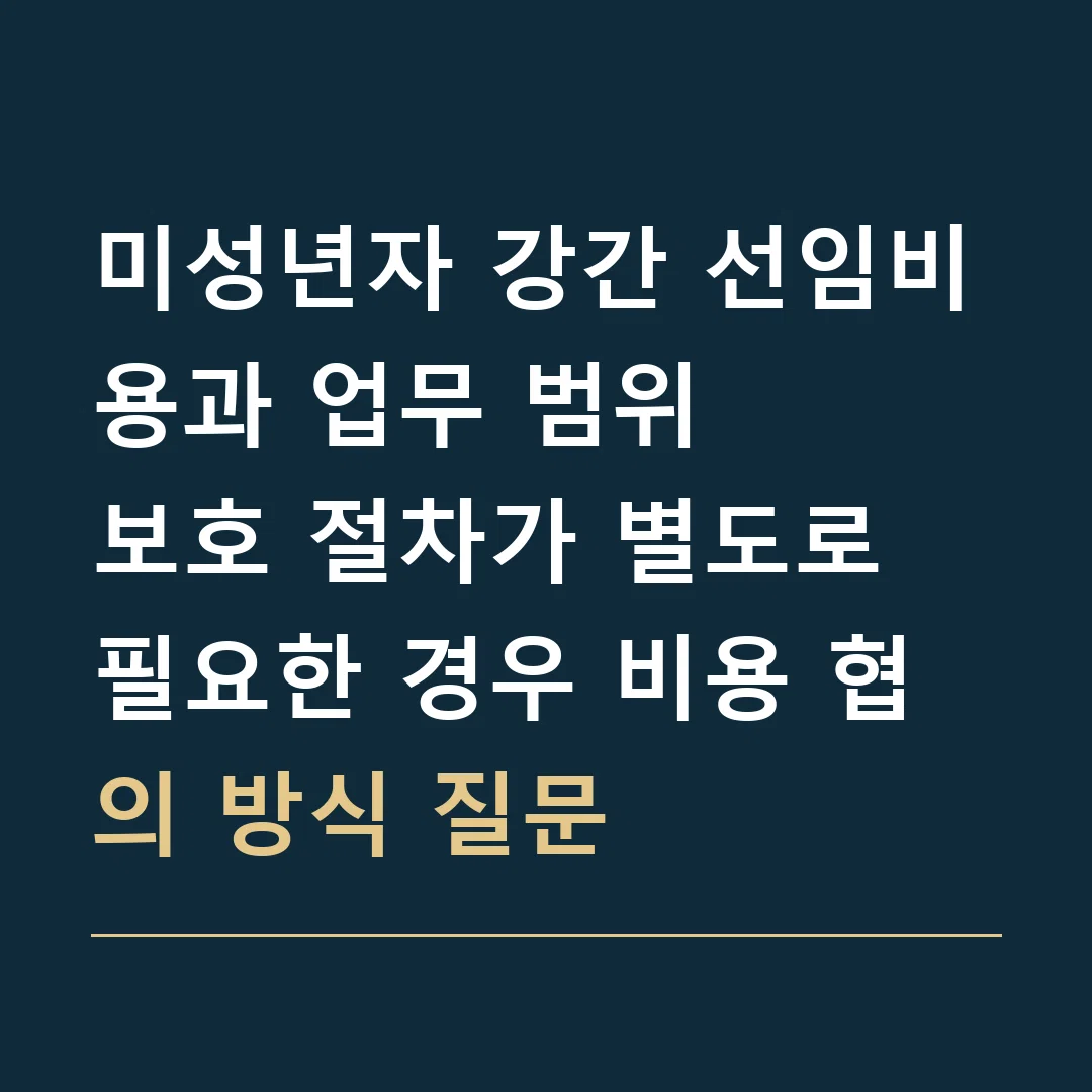 미성년자 강간 선임비용과 업무 범위 · 보호 절차가 별도로 필요한 경우 비용 협의 방식 질문