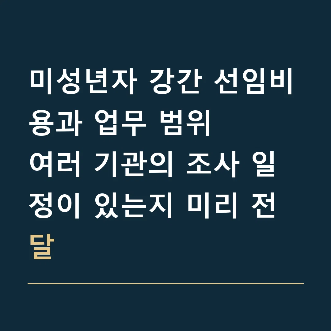 미성년자 강간 선임비용과 업무 범위 · 여러 기관의 조사 일정이 있는지 미리 전달