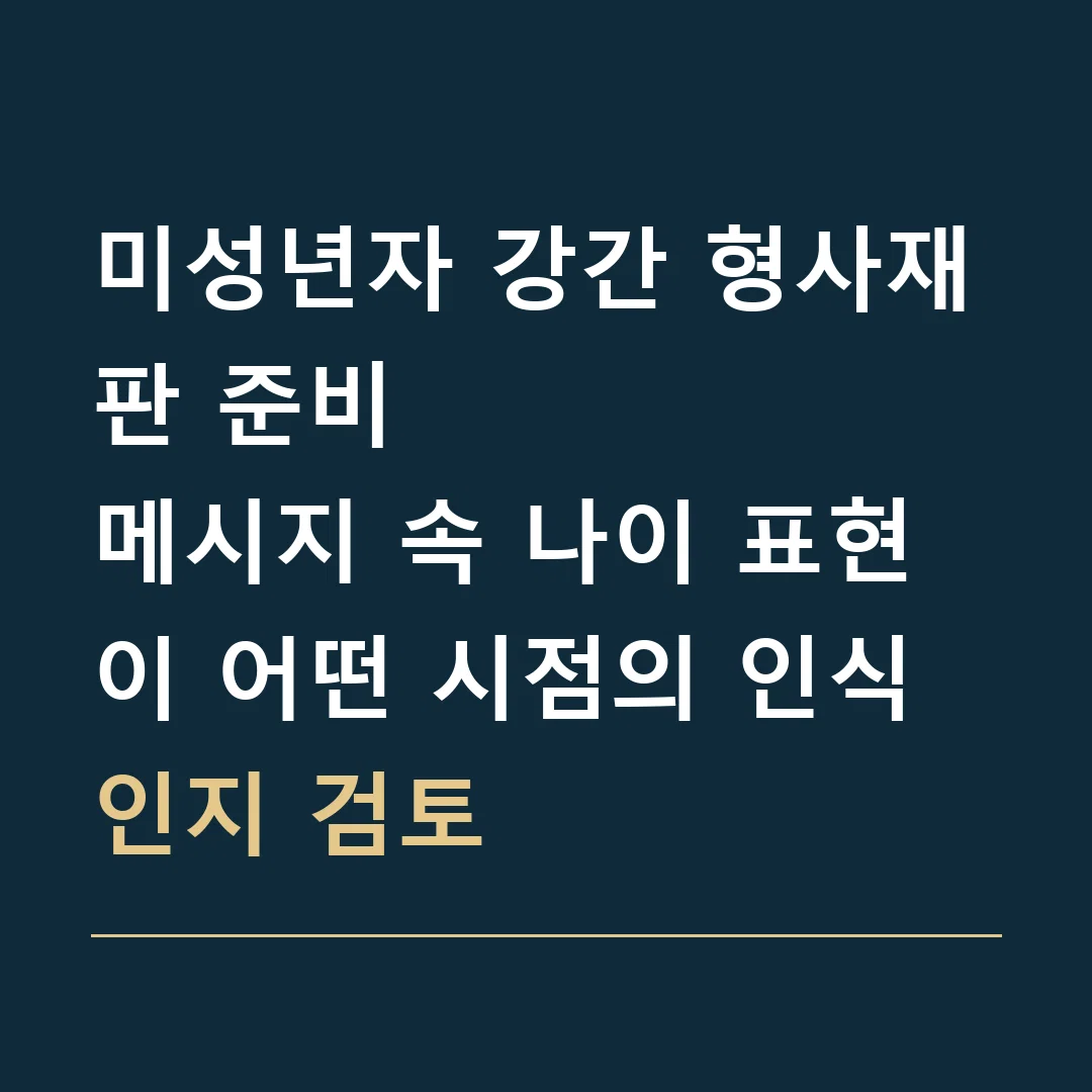 미성년자 강간 형사재판 준비 · 메시지 속 나이 표현이 어떤 시점의 인식인지 검토