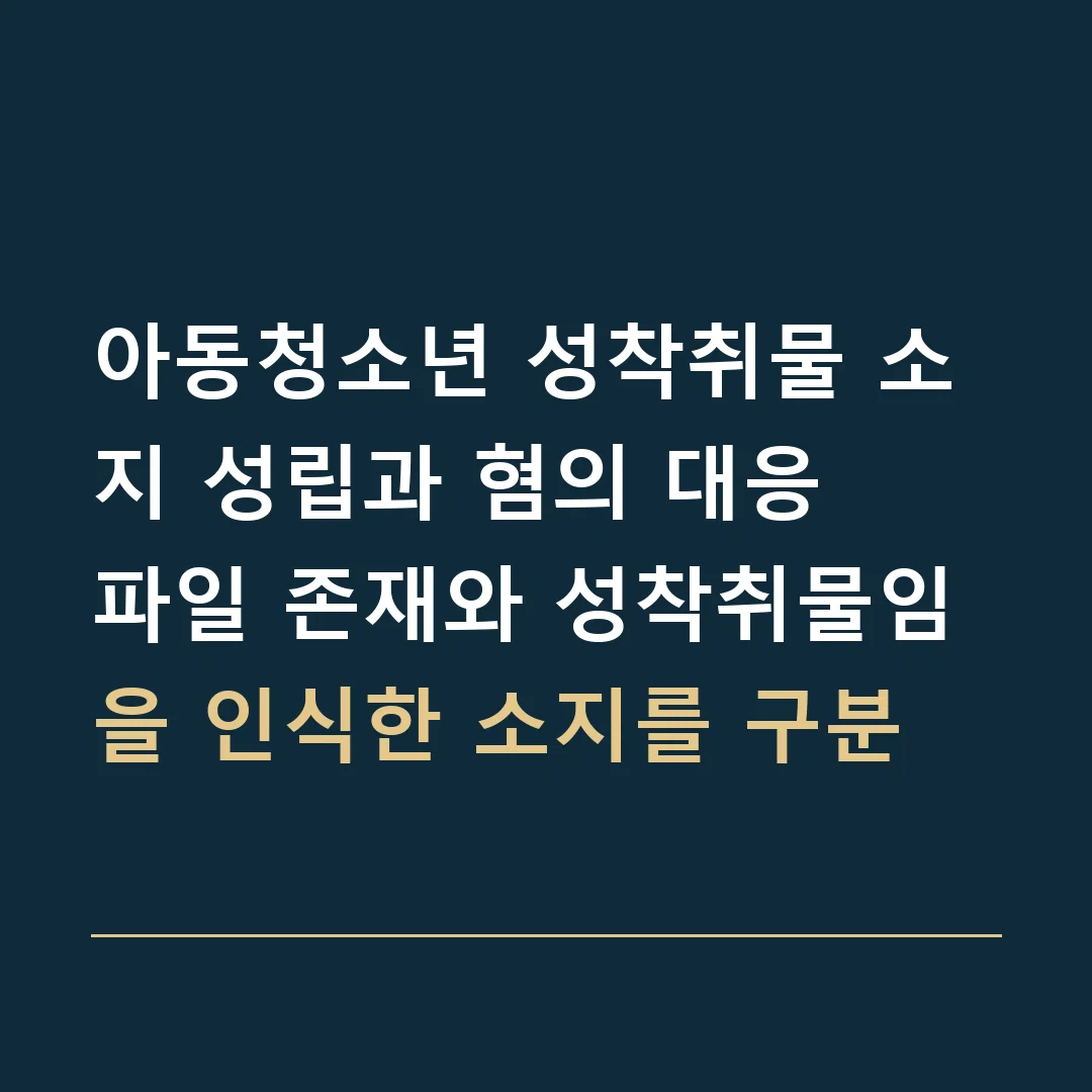 아동청소년 성착취물 소지 성립과 혐의 대응 · 파일 존재와 성착취물임을 인식한 소지를 구분