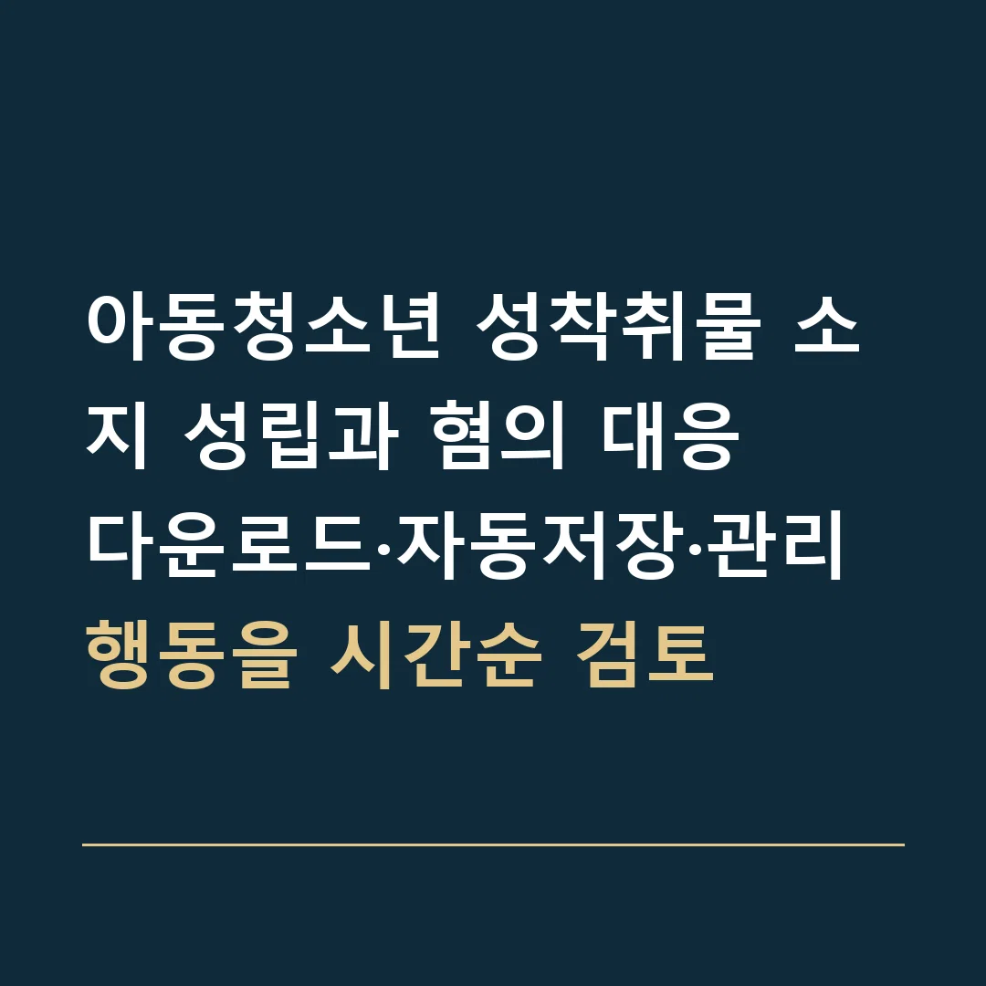 아동청소년 성착취물 소지 성립과 혐의 대응 · 다운로드·자동저장·관리 행동을 시간순 검토