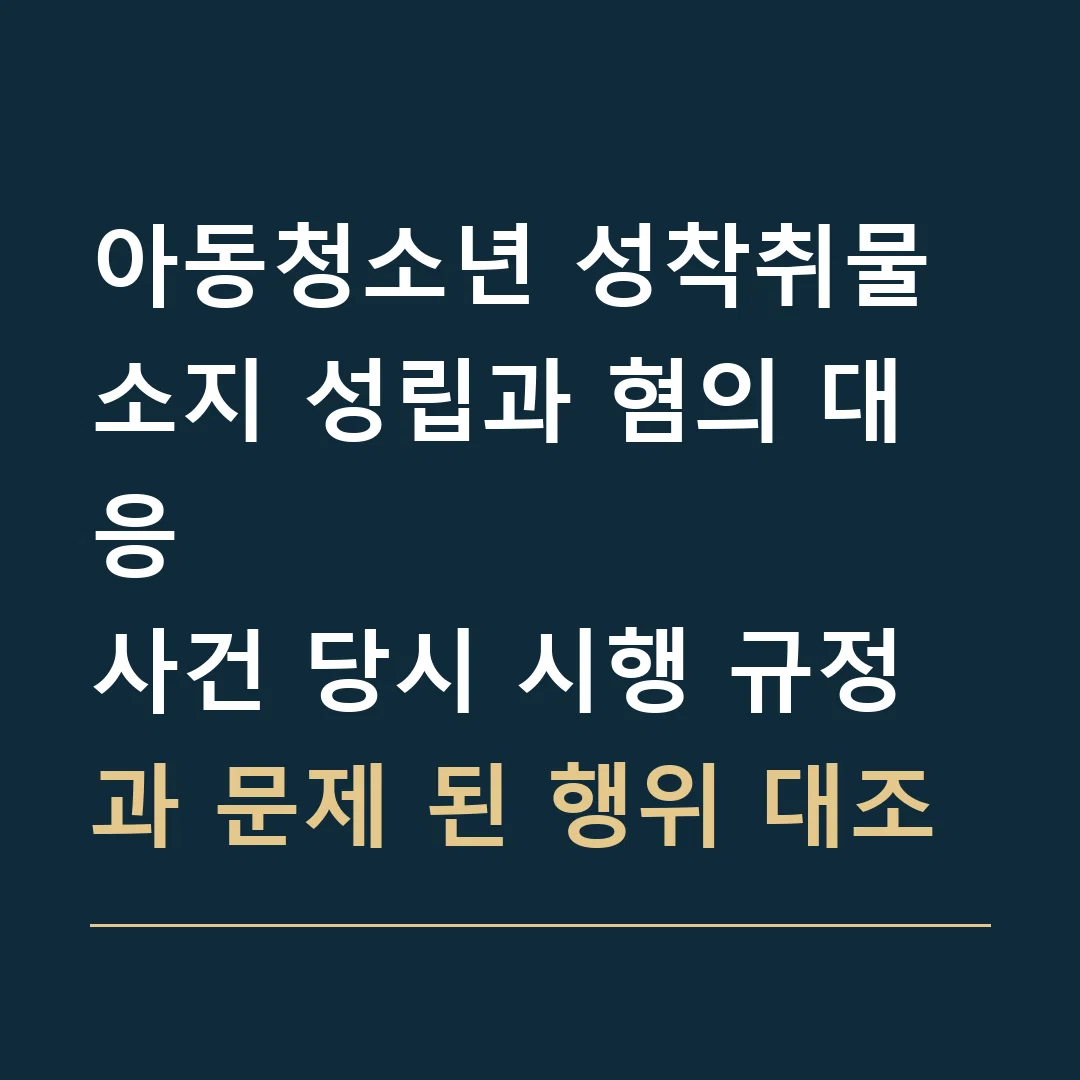 아동청소년 성착취물 소지 성립과 혐의 대응 · 사건 당시 시행 규정과 문제 된 행위 대조